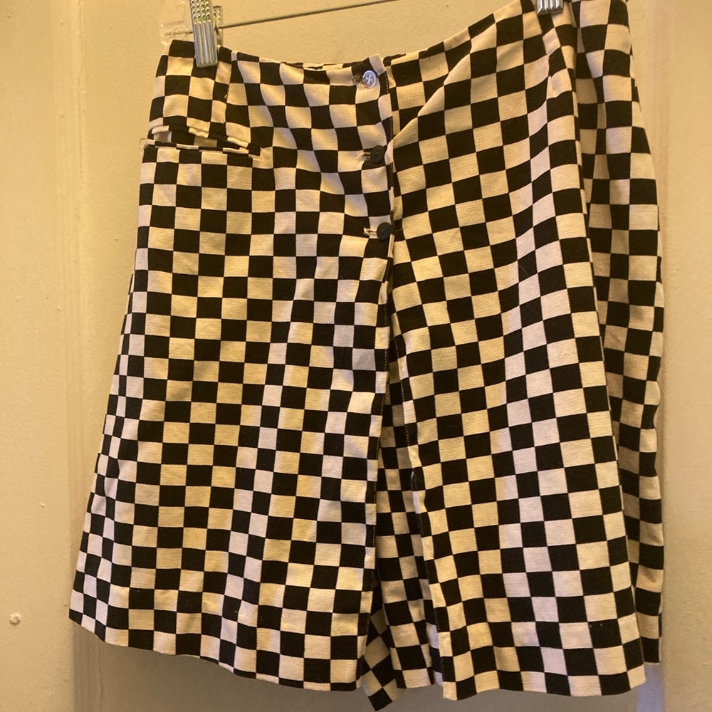 Vintage Checkered Black and White Skort or scooter skirt S